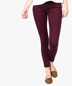 jean femme skinny taille basse en coton stretch uni rouge8881901_1