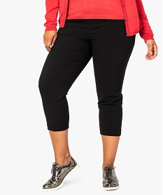 GEMO Pantalon femme 78e à revers et taille élastique noir standard