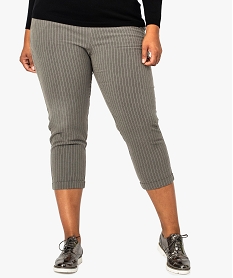 GEMO Pantalon femme 78e à revers et taille élastique Gris