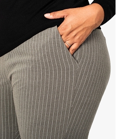 pantalon femme 78e a revers et taille elastique gris pantalons et jeans8882501_2