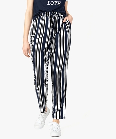GEMO Pantalon femme imprimé avec taille élastiquée noir standard