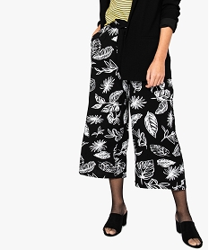 GEMO Pantalon femme coupe ample et longueur 78ème Imprimé