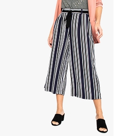 GEMO Pantalon femme coupe ample et longueur 78ème Imprimé
