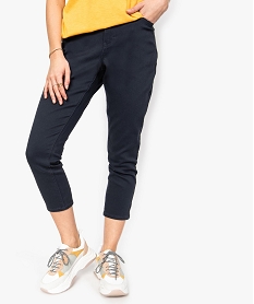 GEMO Pantalon femme uni jambe très ajustée et longueur 78e Bleu