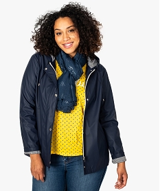 GEMO Veste imperméable femme avec capuche Bleu