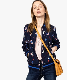 GEMO Blouson femme façon bombers à motifs fleuris Imprimé