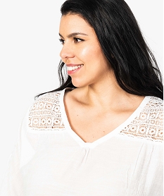 tunique femme avec dentelle sur les epaules beige chemisiers et blouses8885501_2