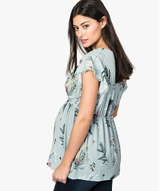 top de grossesse en crepe fleuri a taille empire et col v bleu standard8886201_3