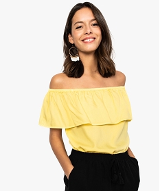 PULL NOIR BLOUSE JAUNE