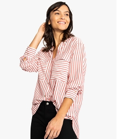 GEMO Chemise rayée femme avec poches fantaisie rouge standard