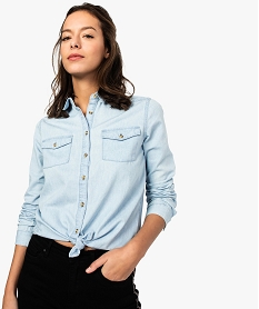 GEMO Chemise femme aspect denim fermeture boutons bleu chine