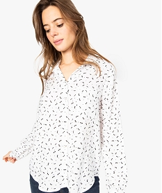 GEMO Chemise femme avec petits motifs et poche poitrine vert chine