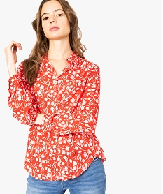 GEMO Chemise femme avec petits motifs et poche poitrine jaune chine