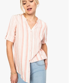 GEMO Chemise rayée pour femme avec dos en dentelle kaki chine
