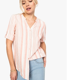 GEMO Chemise rayée pour femme avec dos en dentelle Imprimé