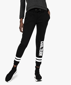 GEMO Pantalon de jogging pour femme avec inscription sur une jambe Noir