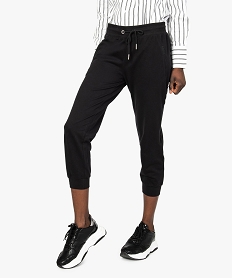 pantalon de jogging femme en maille fine avec touches pailletees noir pantacourts8889501_1