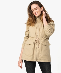 GEMO Manteau femme à capuche avec doublure sherpa Beige