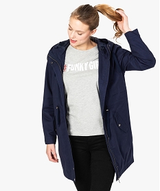 GEMO Parka femme fine mi-longue à capuche Bleu