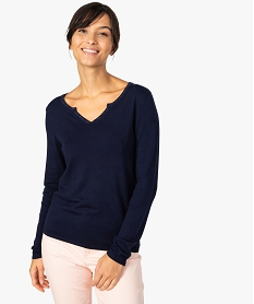 pull femme fin a col fantaisie bleu8891101_1