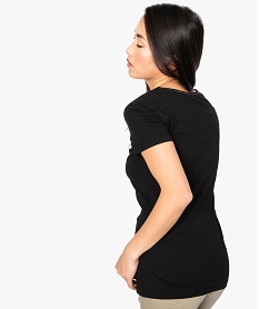 tee-shirt femme stretch col v finition dentelee surpiquee noir8893701_3