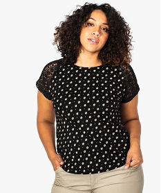 tee-shirt femme a motifs avec manches courtes en dentelle imprime8895501_1