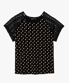 tee-shirt femme a motifs avec manches courtes en dentelle imprime tee shirts tops et debardeurs8895501_4