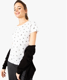GEMO Tee-shirt femme à manches courtes en coton biologique Imprimé