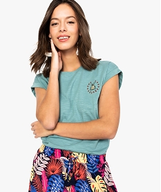GEMO Tee-shirt femme imprimé à manches courtes bleu standard