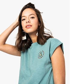 tee-shirt femme imprime a manches courtes bleu8896101_2