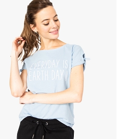 SANS GENRE NOIR TEE-SHIRT BLEU CLAIR