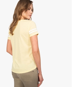 tee-shirt femme a manches courtes imprime esprit sportif jaune8897501_3