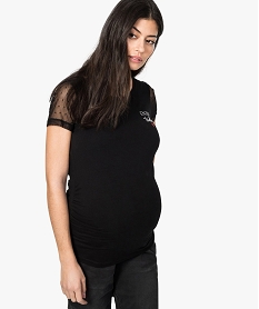 tee-shirt de grossesse a manches courtes plumetis et broderie noir8898001_1