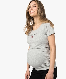 GEMO Tee-shirt de grossesse et dallaitement en coton bio imprimé blanc chine