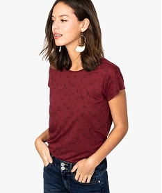 GEMO Tee-shirt femme loose à manches courtes avec inscription Rouge