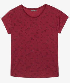 tee-shirt femme loose a manches courtes avec inscription rouge8898401_4