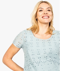 chemise femme effet 2 en 1 avec dentelle anglaise vert8899001_2