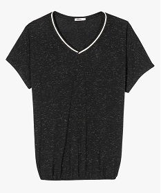 tee-shirt femme ample a paillettes col v et bas elastique noir8899301_4
