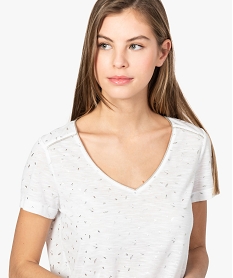 tee-shirt femme a manches courtes et motifs pailletes blanc8900301_2