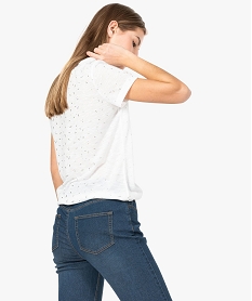 tee-shirt femme a manches courtes et motifs pailletes blanc8900301_3