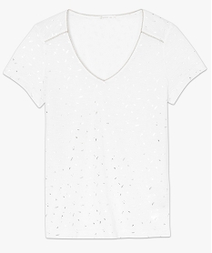 tee-shirt femme a manches courtes et motifs pailletes blanc8900301_4