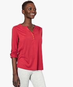 GEMO Tee-shirt fluide pour femme avec manches longues retroussables 3498