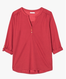 tee-shirt fluide pour femme avec manches longues retroussables rouge8900501_4