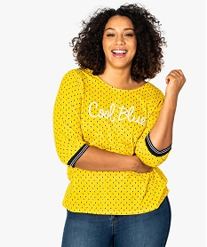 GEMO Tee-shirt femme à motifs avec nœud dans le dos et paillettes Imprimé