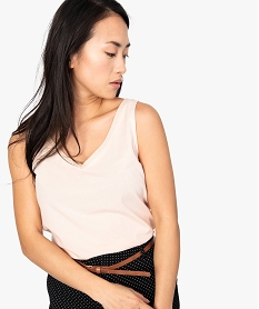 GEMO Débardeur femme avec décolleté V pailleté devant et dos rose standard