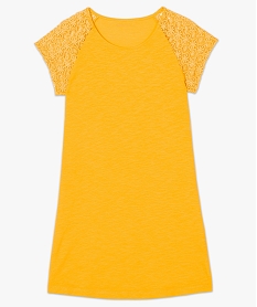 robe tee-shirt femme avec manches courtes en dentelle jaune8902601_4