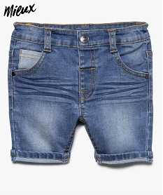 GEMO Bermuda bébé garçon en jean stretch recyclé à revers Bleu