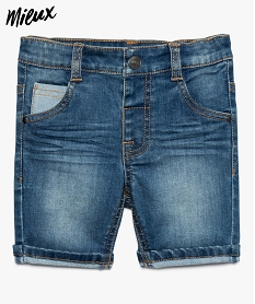 GEMO Short en jean pour bébé garçon avec revers cousus en polyester recyclé Bleu