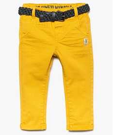 pantalon bebe en toile avec ceinture tressee beige8904101_1