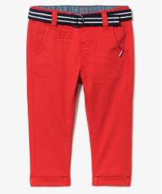 pantalon garcon chino avec revers et ceinture rouge8904301_1